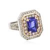 Image 2 : 14KT Rose and White Gold 4.29 ctw Tanzanite and Diamond Ring