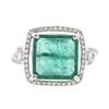 Image 1 : 14KT White Gold 3.85 ctw Emerald and Diamond Ring