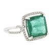 Image 2 : 14KT White Gold 3.85 ctw Emerald and Diamond Ring
