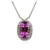 Image 2 : 14KT White Gold 71.43 ctw Kunzite and Diamond Necklace