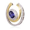 Image 2 : 18KT Two-Tone Gold 2.61 ctw Sapphire and Diamond Pendant