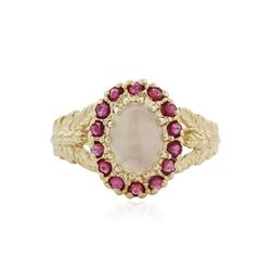 14KT Yellow Gold 1.00 ctw Opal and Ruby Ring