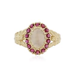 14KT Yellow Gold 1.00 ctw Opal and Ruby Ring