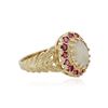Image 2 : 14KT Yellow Gold 1.00 ctw Opal and Ruby Ring