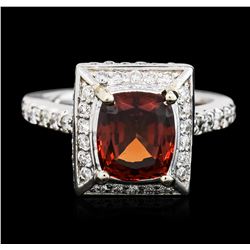 14KT White Gold 2.95 ctw Garnet and Diamond Ring