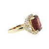 Image 2 : 14KT Yellow Gold 7.04 ctw Rubellite Tourmaline and Diamond Ring