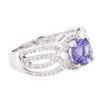 Image 2 : 14KT White Gold 1.50 ctw Tanzanite and Diamond Ring
