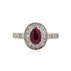 Image 1 : 14KT White Gold 0.80 ctw Ruby and Diamond Ring