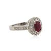 Image 2 : 14KT White Gold 0.80 ctw Ruby and Diamond Ring