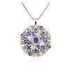 Image 2 : 14KT White Gold 8.59 ctw Tanzanite and Diamond Pendant With Chain