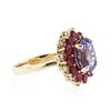 Image 2 : 14KT Yellow Gold 2.75 ctw Tanzanite, Ruby and Diamond  Ring