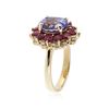 Image 3 : 14KT Yellow Gold 2.75 ctw Tanzanite, Ruby and Diamond  Ring