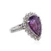 Image 2 : 14KT White Gold 5.50 ctw Amethyst and Diamond Ring