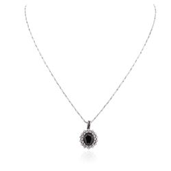 14KT White Gold 6.76 ctw Sapphire and Diamond Pendant With Chain