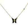 Image 2 : 14KT Yellow Gold 0.03 ctw Diamond Butterfly Necklace