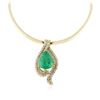 Image 1 : 14KT-18KT Yellow Gold GIA Certified 40.62 ctw Emerald & Diamond Pendant W/ Chain