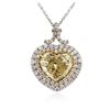 Image 2 : Platinum EGL USA Certified 5.93 ctw Fancy Yellow Diamond Heart Pendant W/ Chain