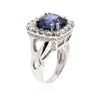 Image 3 : 14KT White Gold 9.59 ctw GIA Cert Tanzanite and Diamond Ring