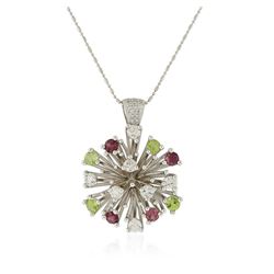 14KT White Gold 2.52 ctw Tourmaline and Diamond Pendant With Chain