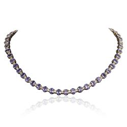 14KT Yellow Gold 38.71 ctw Tanzanite and Diamond Necklace