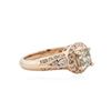 Image 2 : 14KT Rose Gold 1.48 ctw Fancy Yellowish Green Diamond Ring