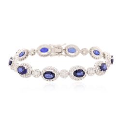 14KT White Gold 7.00 ctw Sapphire and Diamond Bracelet