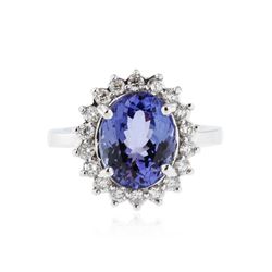 14KT White Gold 3.87 ctw Tanzanite and Diamond Ring