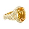 Image 2 : 14KT Yellow Gold 7.71 ctw Citrine Quartz and Diamond Ring