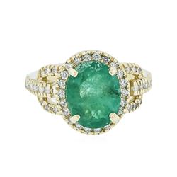 14KT Yellow Gold 2.84 ctw Emerald and Diamond Ring