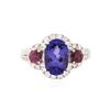 Image 1 : 14KT White Gold 2.70 ctw Tanzanite, Tourmaline and Diamond Ring