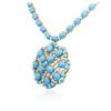Image 3 : 14KT Yellow Gold 30.95 ctw Turquoise and Diamond Necklace
