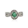 Image 1 : 14KT White Gold 0.82 ctw Emerald and Diamond Ring