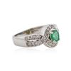 Image 2 : 14KT White Gold 0.82 ctw Emerald and Diamond Ring