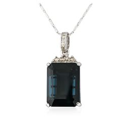 14KT White Gold 31.80 ctw Topaz and Diamond Pendant With Chain