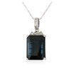 Image 1 : 14KT White Gold 31.80 ctw Topaz and Diamond Pendant With Chain