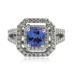 14KT White Gold 1.38 ctw Tanzanite and Diamond Ring