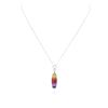 Image 1 : 14KT White Gold 5.58 ctw Multicolor Sapphire and Diamond Pendant With Chain