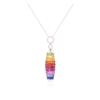 Image 2 : 14KT White Gold 5.58 ctw Multicolor Sapphire and Diamond Pendant With Chain