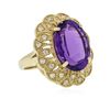 Image 2 : 14KT Yellow Gold 10.46 ctw Amethyst and Diamond Ring