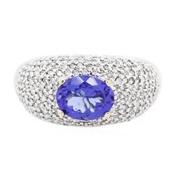 14KT White Gold 1.85 ctw Tanzanite and Diamond Ring