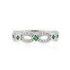 Image 1 : 14KT White Gold 0.10 ctw Emerald and Diamond Ring