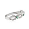 Image 2 : 14KT White Gold 0.10 ctw Emerald and Diamond Ring