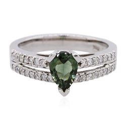 14KT White Gold 0.29 ctw Alexandrite and Diamond Ring