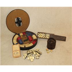 Lot of Poker Chips and Gambling Items