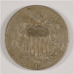 1867 SHIELD NICKEL XF