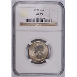 1938 WASHINGTON QUARTER, NGC MS-65