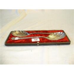 PAIR OF EP SERVING SPOONS...