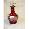 Image 1 : 91/2" ETCHED RUBY GLASS DECANTER AND STOPPER...