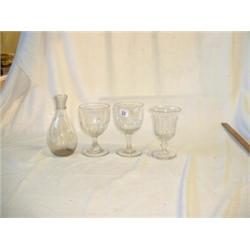 3 STEM RUMMER GLASSES AND CC DECANTER (NO STOPPER)...