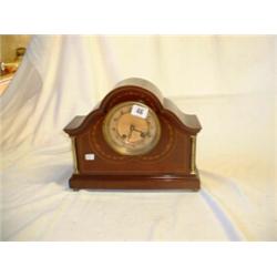INLAID MAHOGANY STRIKING MANTEL CLOCK...